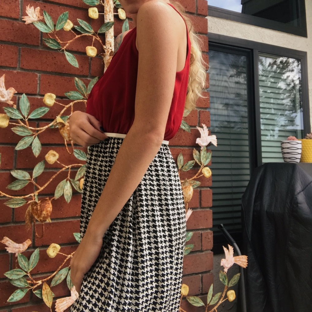 Red/Houndstooth Dress