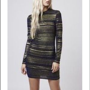 Striped High Neck Bodycon Dress
