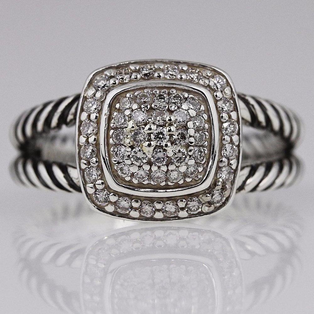 DAVID YURMAN 7mm Pave Diamond Albion Ring Size 6
