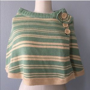 Anthropology NWT green and cream poncho size all💚