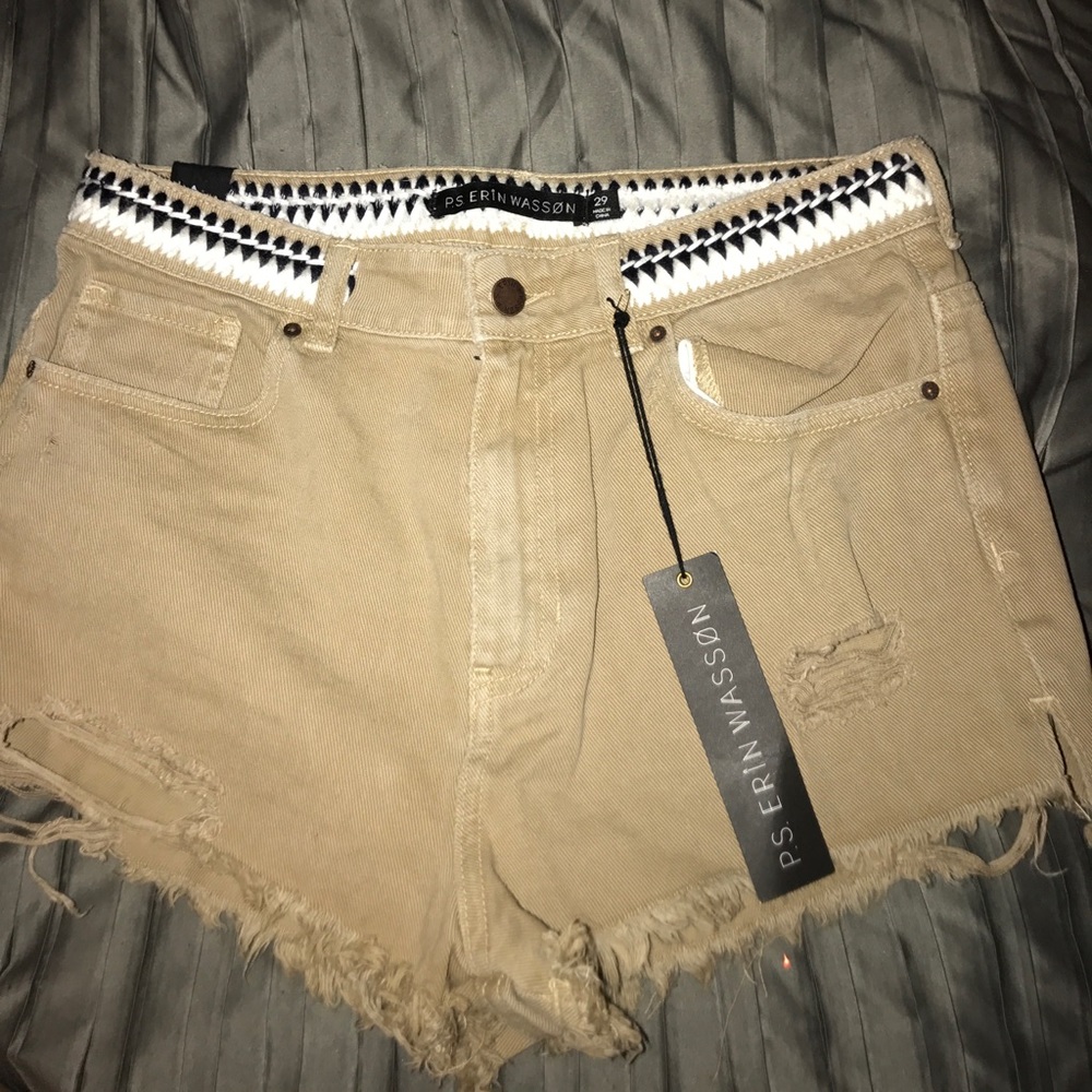 Tan jean shorts