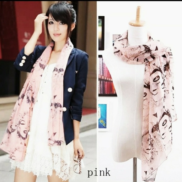 Blush Pink Chiffon Marilyn Monroe Scarf - Picture 1 of 4