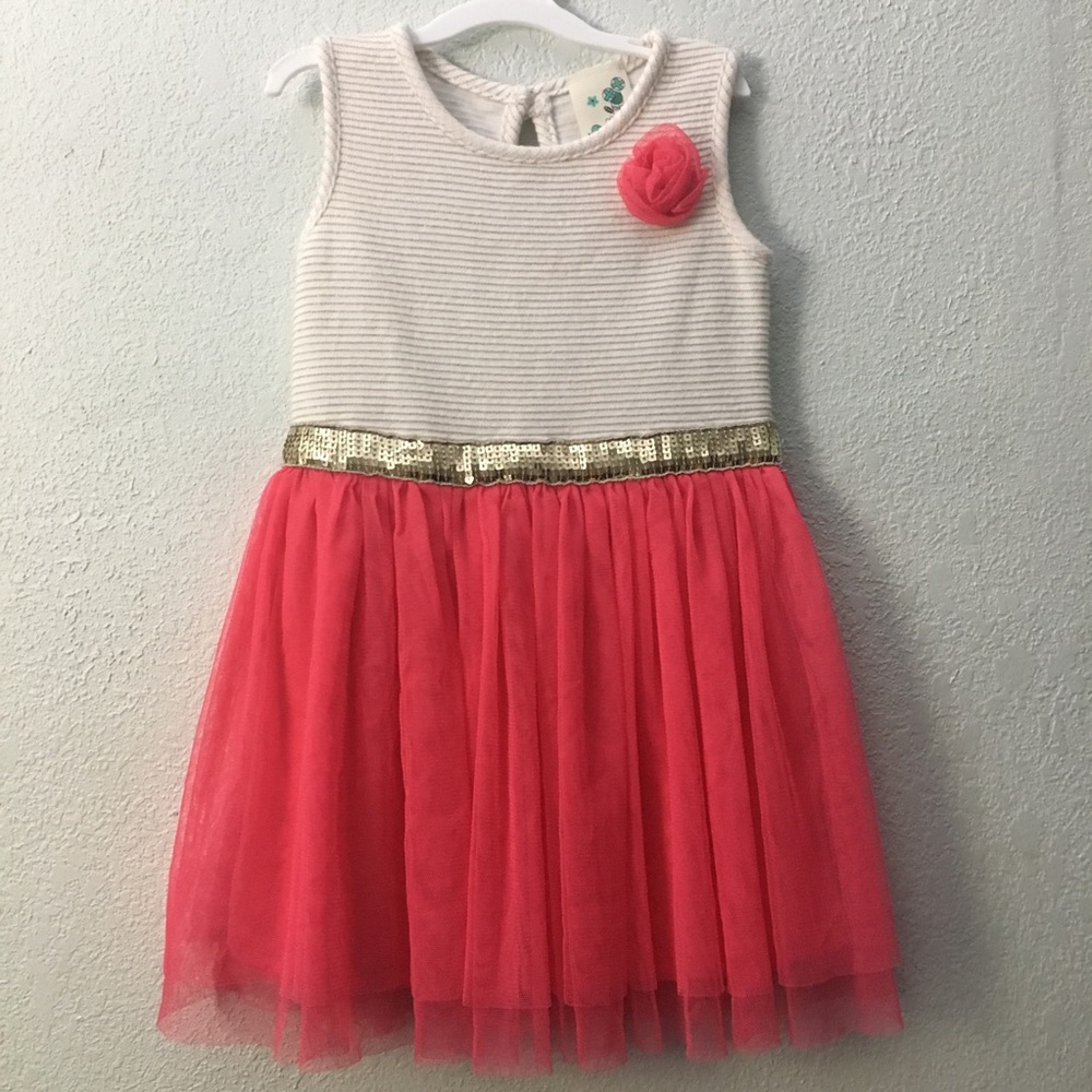 Cream and coral dress