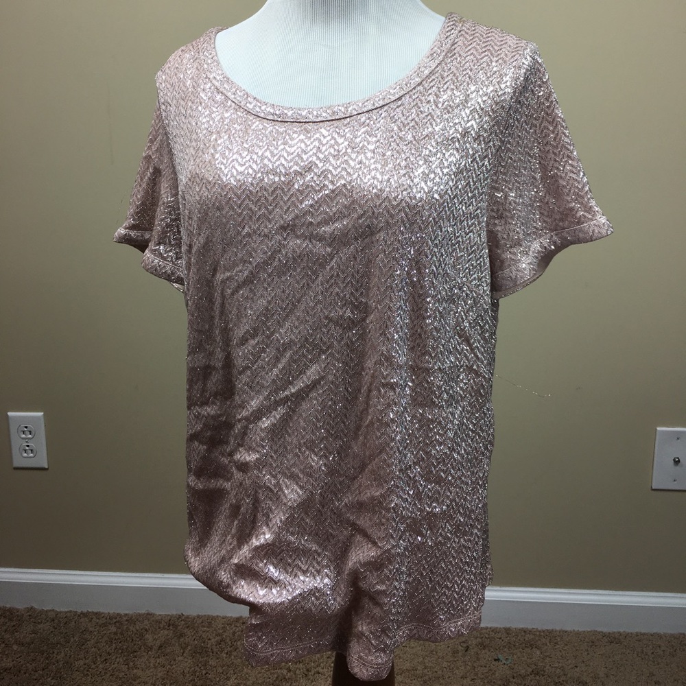 Ann Taylor loft glitter short sleeve shirt. EUC.