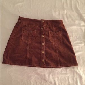 Brown corduroy button skirt