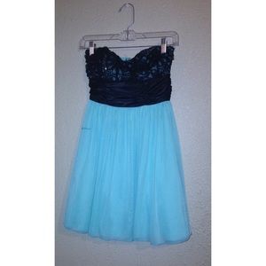 Short, blue & black homecoming dress