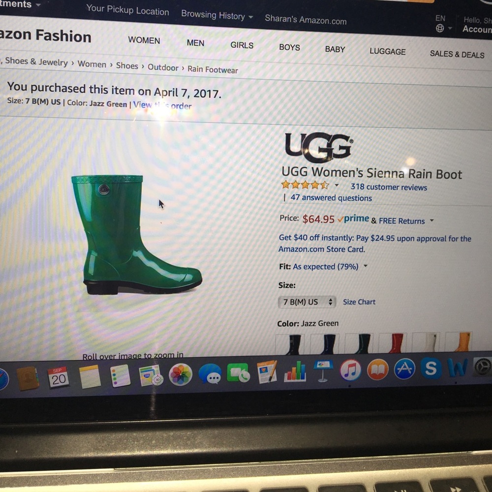 UGGS sienna rain boots. Size 7M Jazz green color