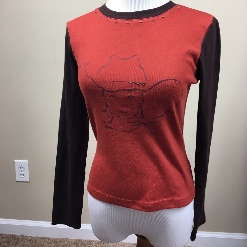 Ivu Jane red and black cowgirl long sleeve shirt.