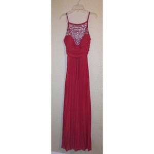 Long, red prom dress