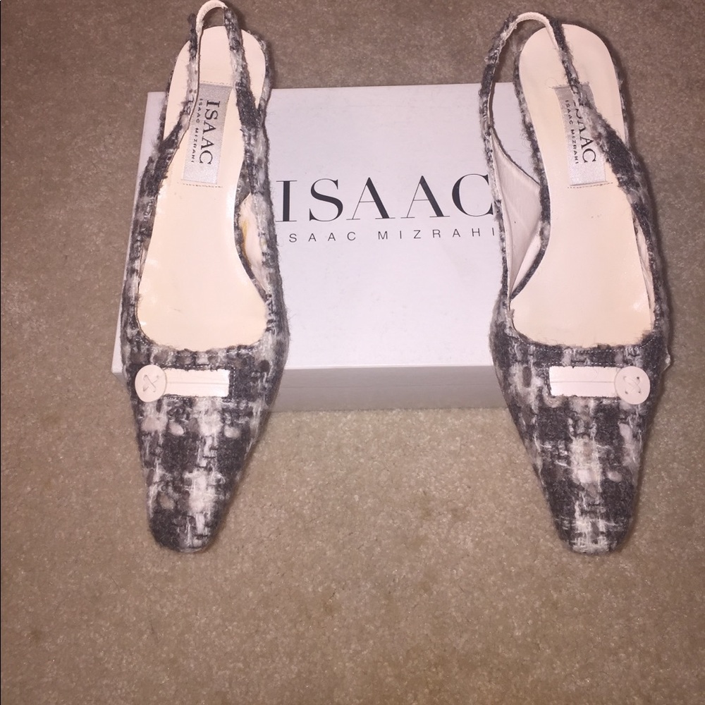 Isaac Mizrahi Tweed Sling Back kitten heel