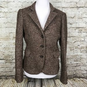 Zara Woman Size 8 Brown Wool Blazer Herringbone Zara Woman Size 8 Brown Wool Blazer Herringbone