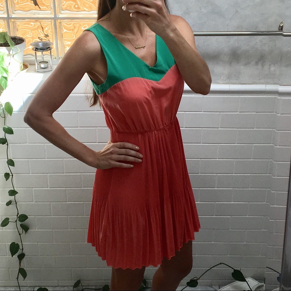Unique Vintage Bright Coral Dress