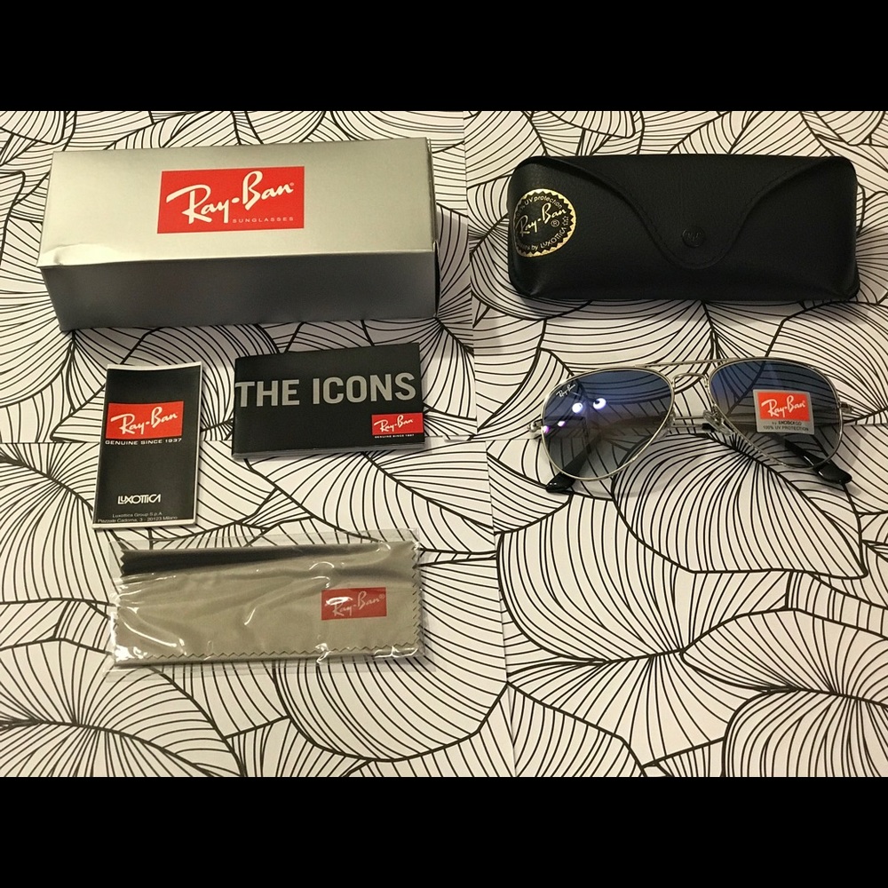 Gradient blue ray ban aviator sunglasses size 58 - Picture 4 of 6