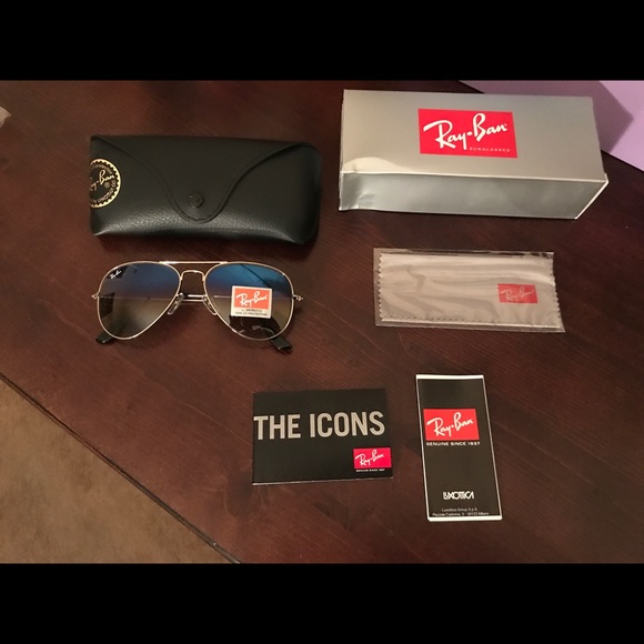 Gradient blue ray ban aviator sunglasses size 58 - Picture 3 of 6