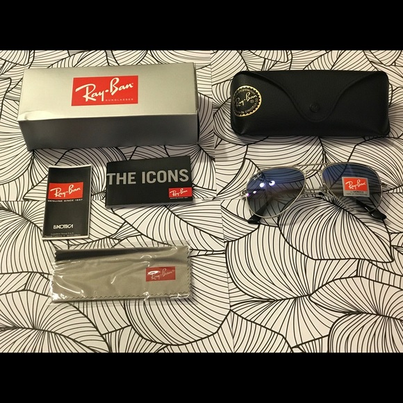 Gradient blue ray ban aviator sunglasses size 58 - Picture 4 of 6