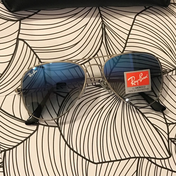 Gradient blue ray ban aviator sunglasses size 58 - Picture 5 of 6