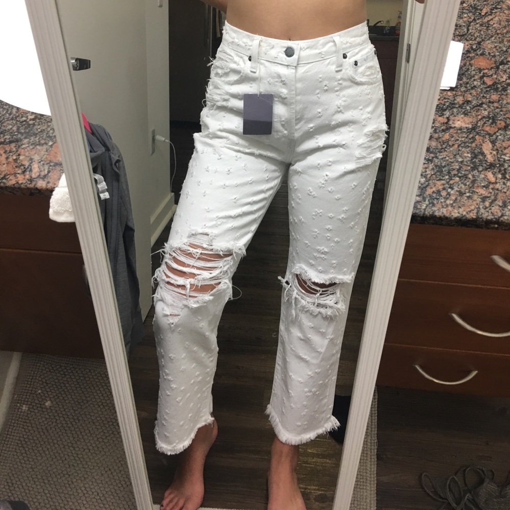Carmar white distressed denim jeans