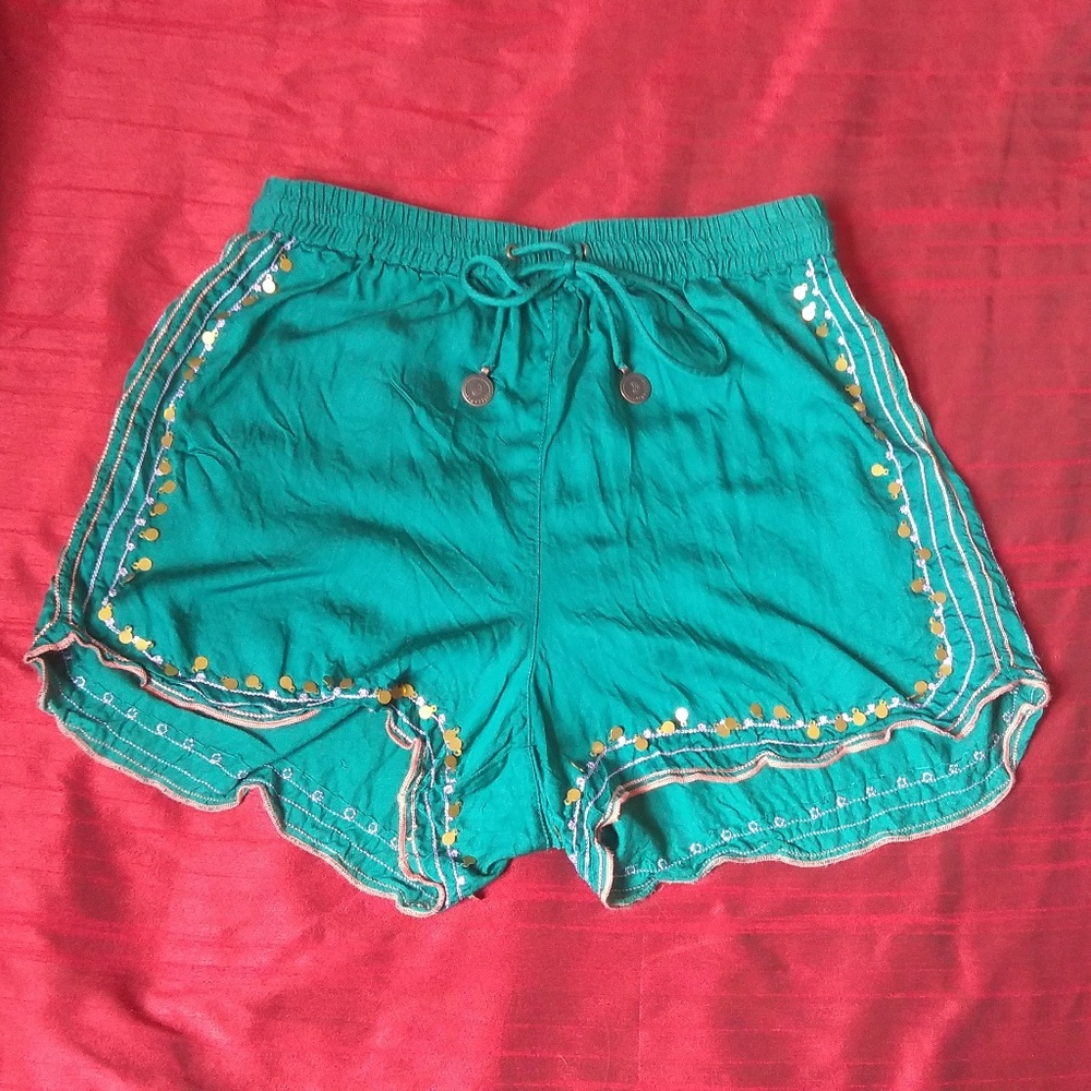 😺 Tigerlily Turqoise Metal-Embellished Shorts