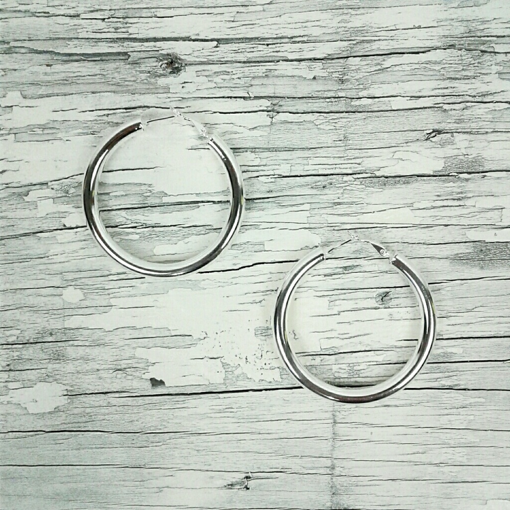 Sterling Silver Plated Hoop Earrings