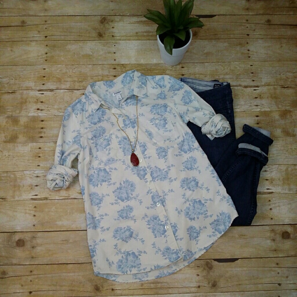 Floral Old Navy Denim Button Down