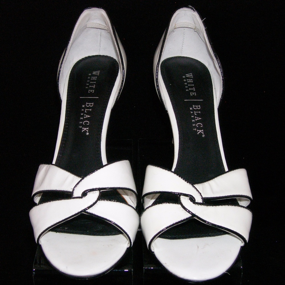 White House Black Market open toe white heels 9.5M - Picture 7 of 8