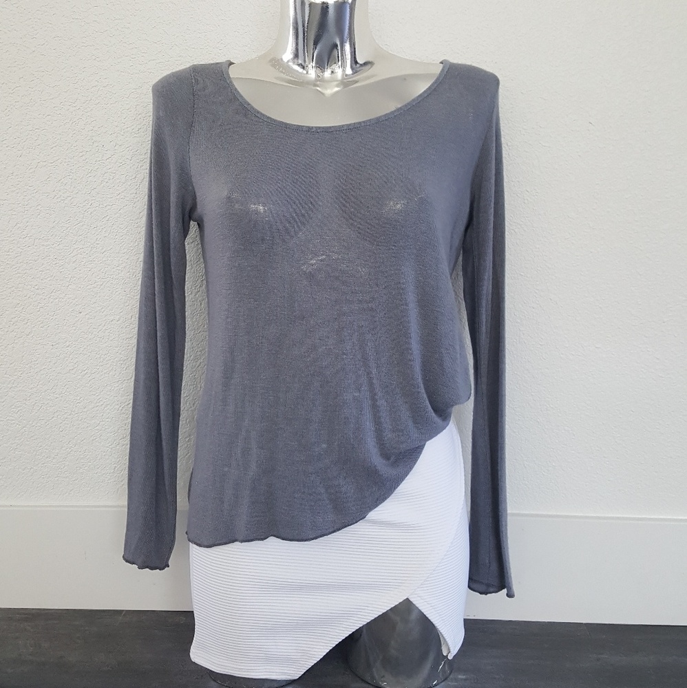 Grey Solid Melville Thin Sweater Long Sleeve - image 1