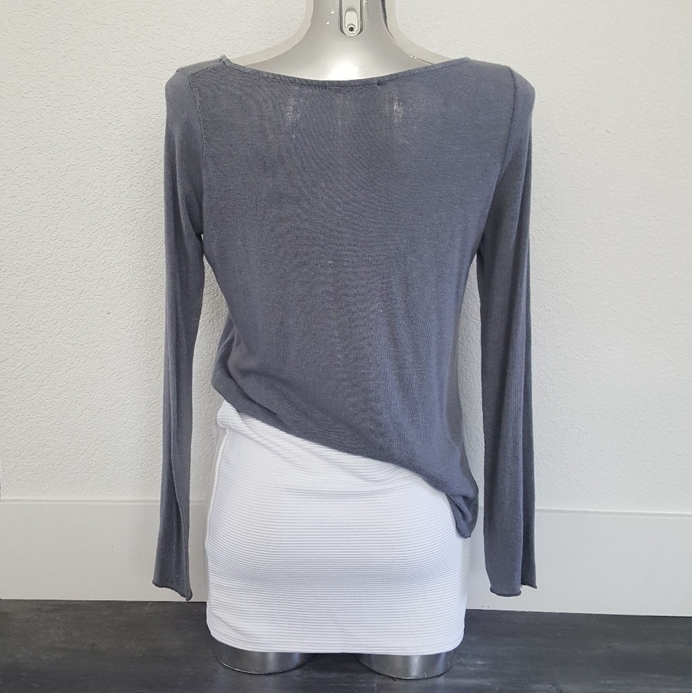 Grey Solid Melville Thin Sweater Long Sleeve - image 2