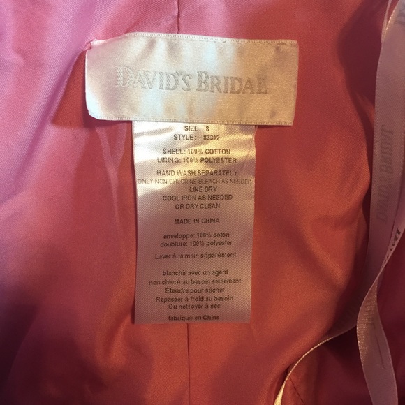 David's bridal pink strapless bridesmaid dress 8 - Picture 2 of 8