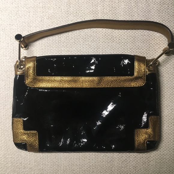Anya Hindmarch Black Patent & Gold Shoulder Bag - Picture 3 of 5