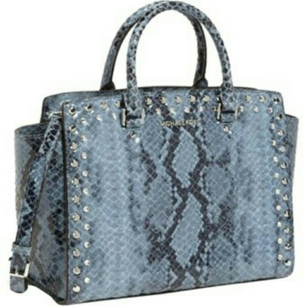 Michael Kors Purse Selma studded snakeskin