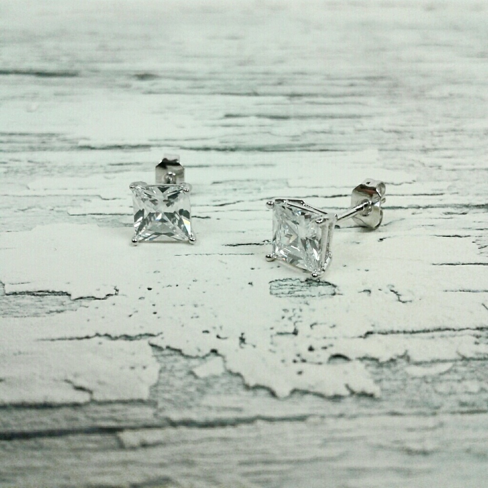 Swarovski Elements Princess Cut Earrings