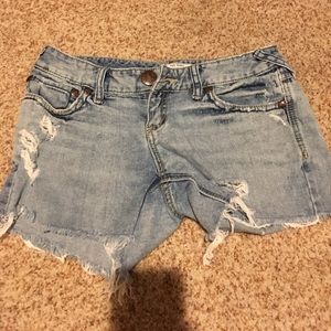 Ripped jean shorts
