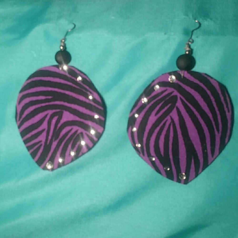 Brand New Hand Made Purple Stripe Earrings