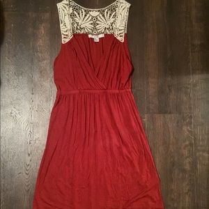 Burnt orange dress with cream lace detail