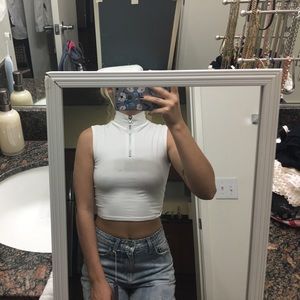 Zip up high neck crop top