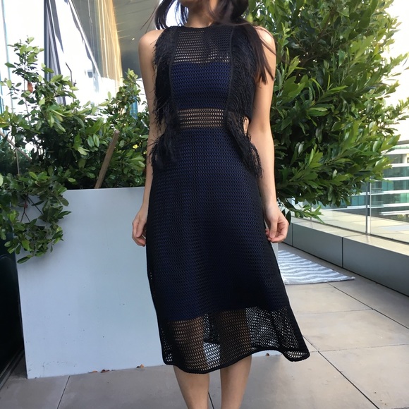 NWT gorgeous Midi cutout black and navy dress - Picture 6 of 6