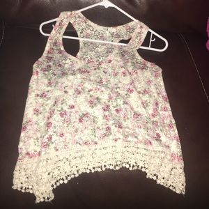 Tank top floral mesh shirt