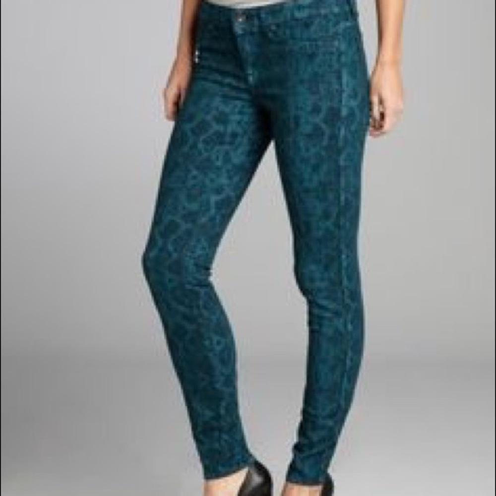 Rich & Skinny teal Python print Jeans