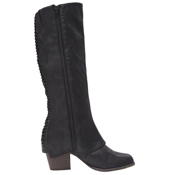 Black Braided Woven Cuffed Western Boot - Picture 5 of 5