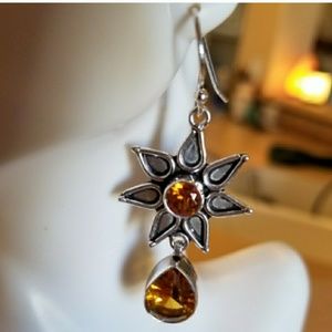 Genuine Sunflower Citrine earrings