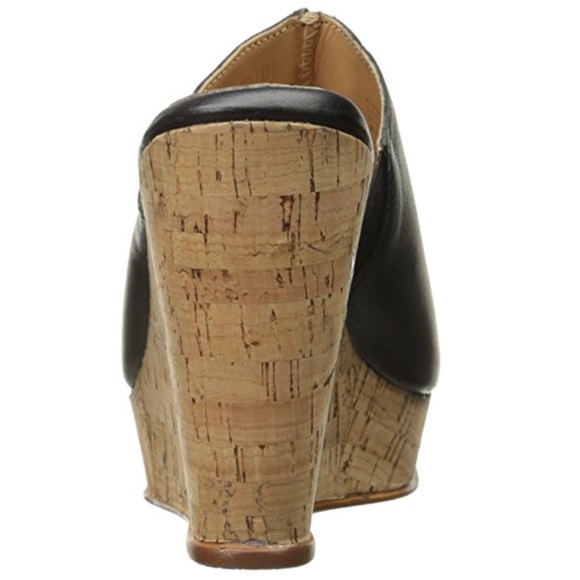 Cork Black Leather Wedge Platform Sandal - Picture 2 of 8