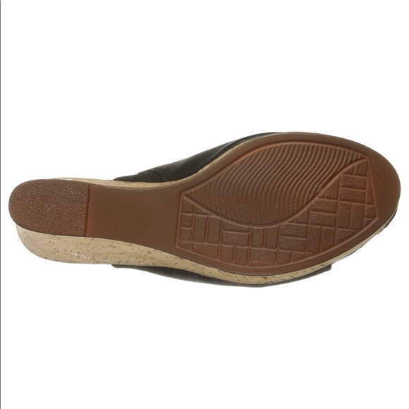 Cork Black Leather Wedge Platform Sandal - Picture 3 of 8