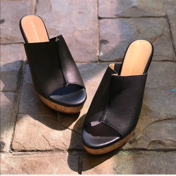 Cork Black Leather Wedge Platform Sandal - Picture 8 of 8