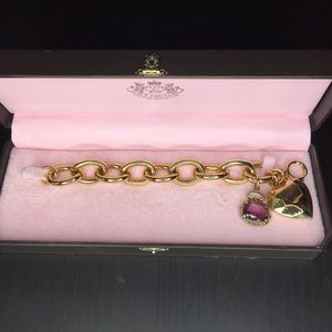 Juicy Couture bracelet w/ pink jewel & gold heart