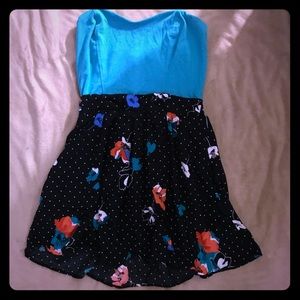 Strapless floral cute dress