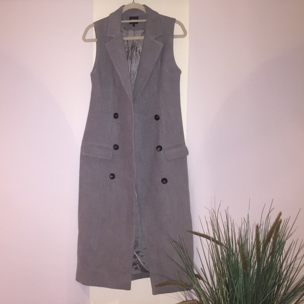 Gray button down vest jacket
