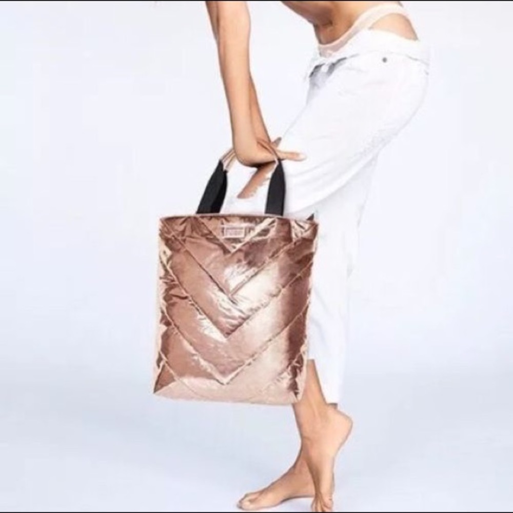 Victoria's Secret pink metallic tote