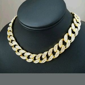 14K GOLD PLATED ICED OUT HIP HOP  CHOCKER