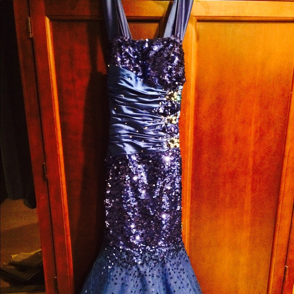 Blue Sequin Homecoming/Prom Dress