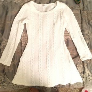 White knit long sleeve dress